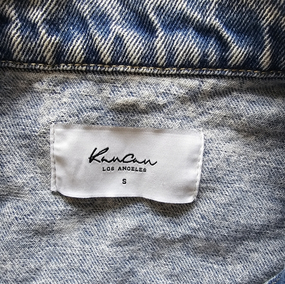 KanCan Acid Wash Blue Jean Jacket Classic Cropped Retro Style - Picture 11 of 14